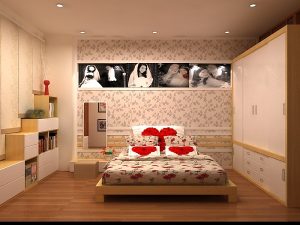 thiet ke noi that phong ngu cho mua cuoi 002 300x225 Cùng nhìn qua các mẫu thiết kế nội thất phòng ngủ lãn mạn nhất cho những cặp sắp cưới đây lãn mạn