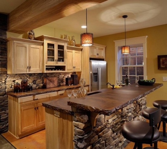 cozy wooden kitchen countertops 13 554x493 Không gian phòng bếp đẹp với nội thất bằng gỗ độc đáo